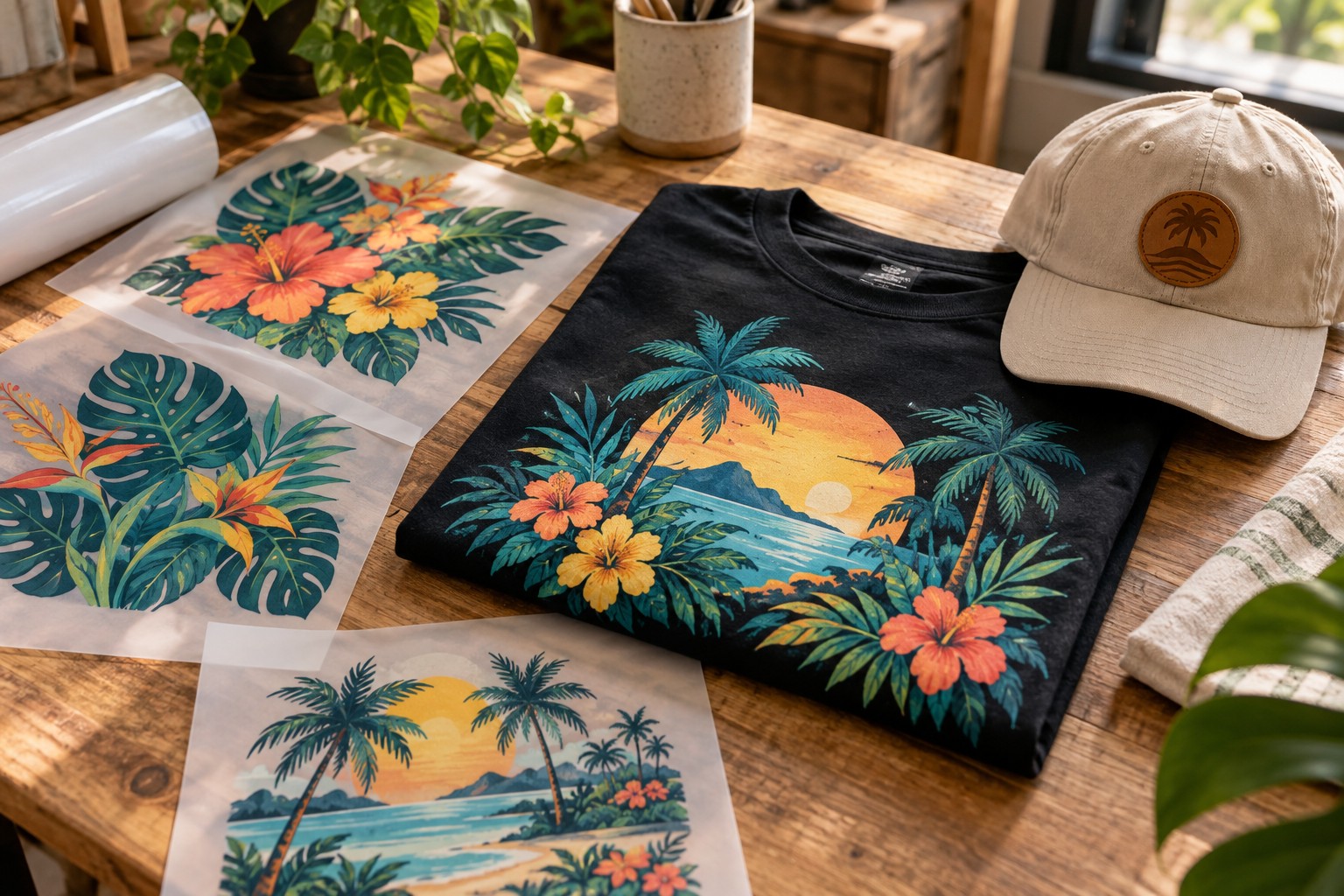 Illustrative apparel and colorful transfer concepts