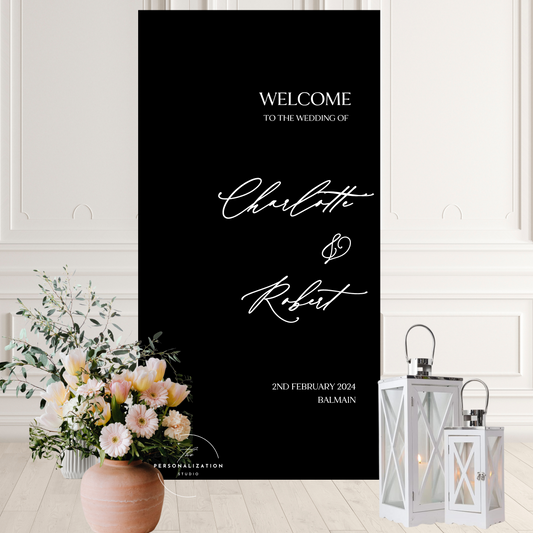 Long Black Acrylic Wedding/ Event Welcome Sign