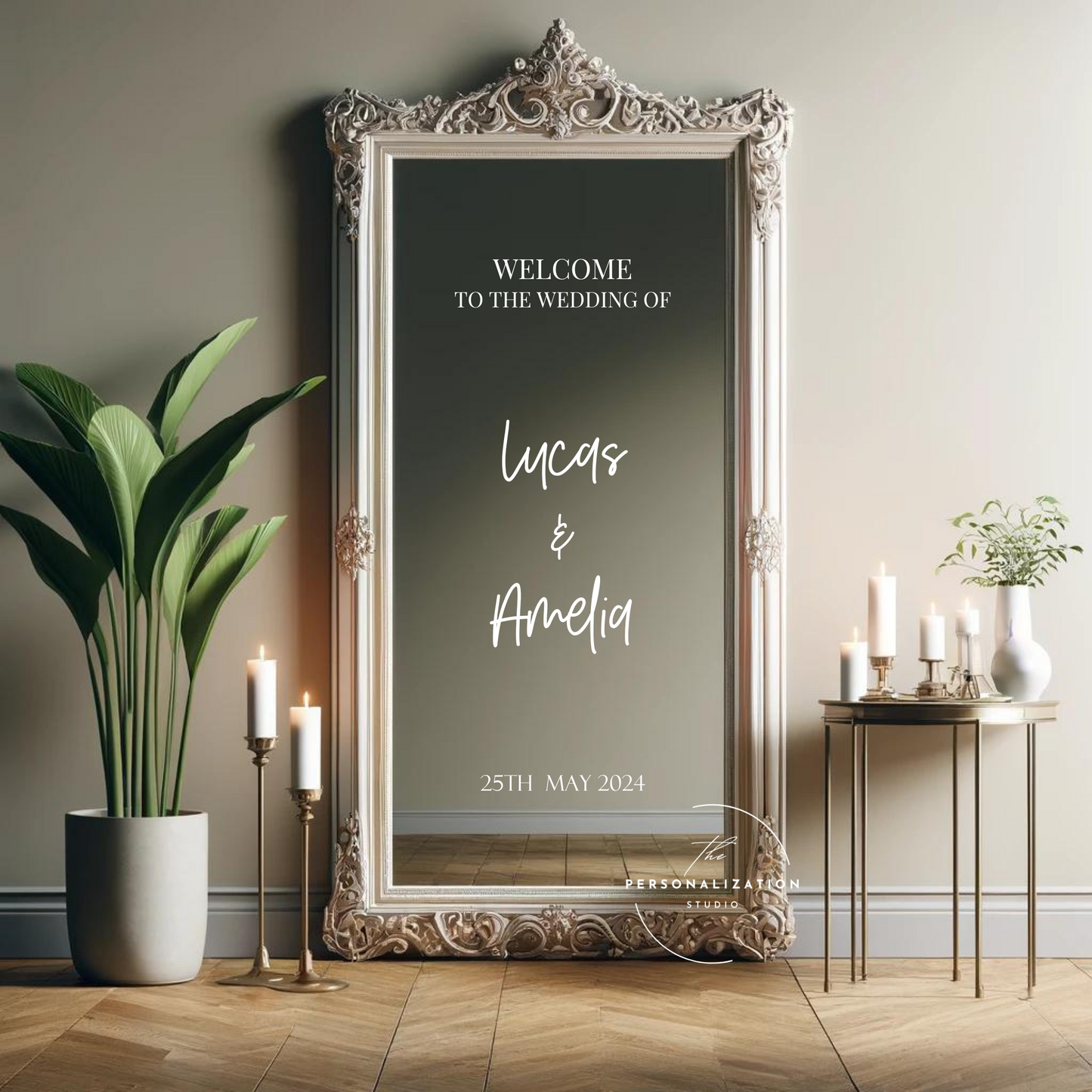 Wedding Mirror Vinyl Decals,  DIY Wedding Welcome Sign Stickers