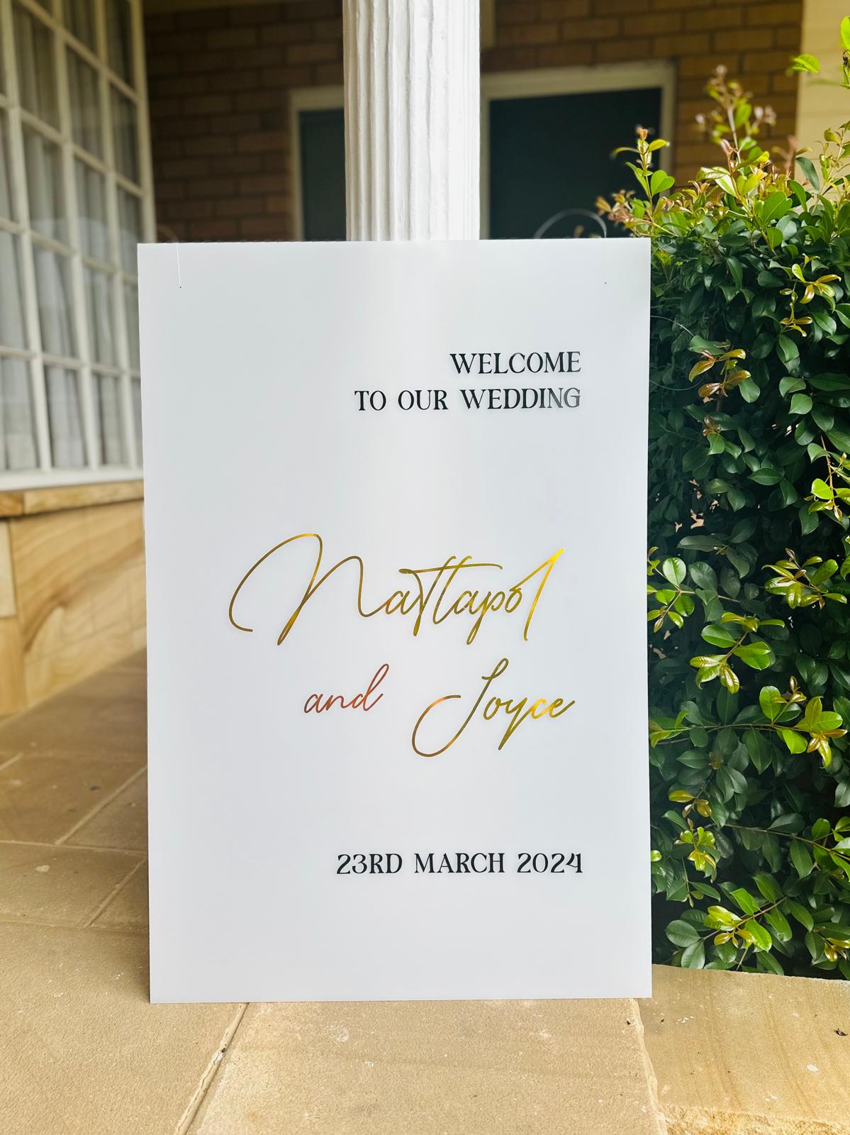 White Frost Acrylic Welcome Sign - Wedding Welcome Sign - Event Welcome Sign